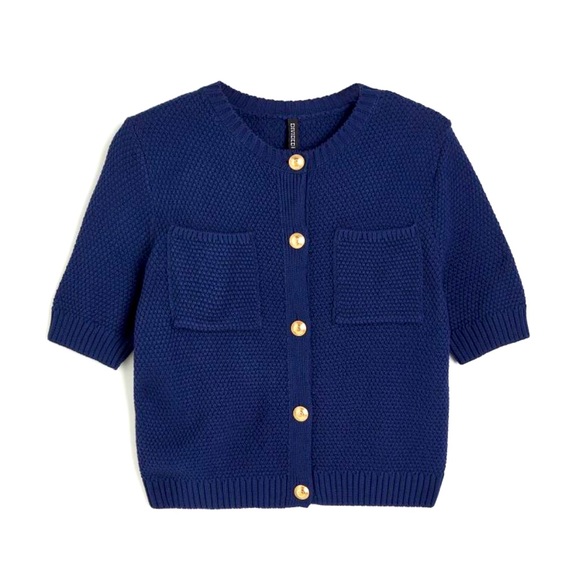 H&M Textured Knit Short Sleeve Cardigan - M - Picture 1 of 10